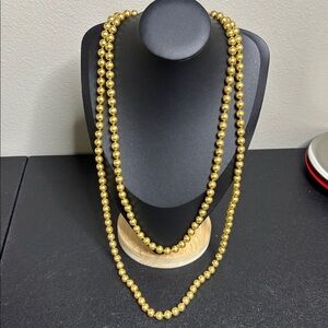 Kissaka Freshwater Pearl Long Strand Elegant Gold Tone Beaded Necklace